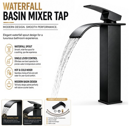 Tall waterfall basin mixer - tall,