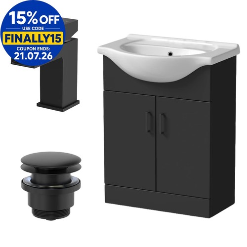 650mm matt black - black, bathroom