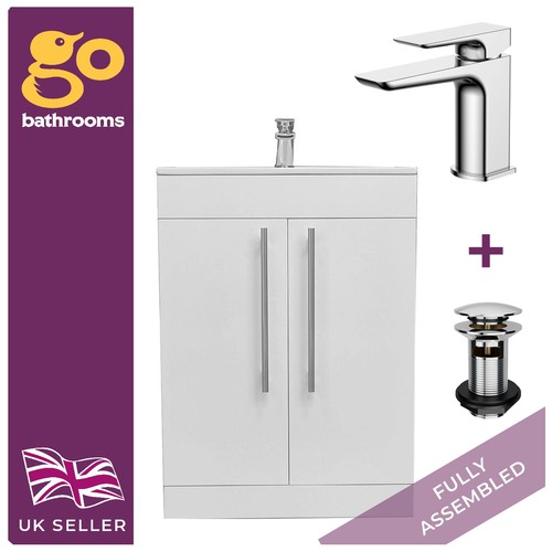 615mm white bathroom - white, vanity