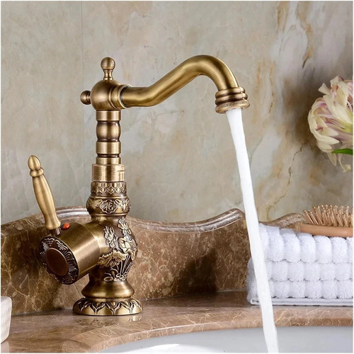 Antique brass bathroom sink - bathroom,