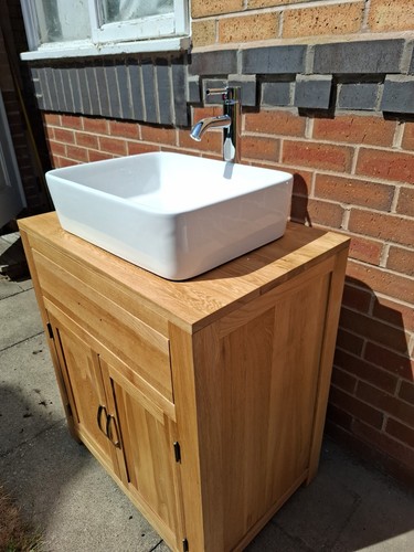 Oak vanity and ceramic basin - vanity,