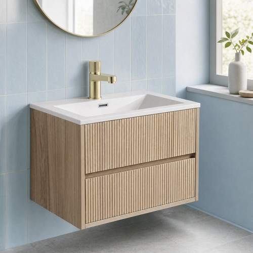 Linea oak 600 wall hung - oak, vanity