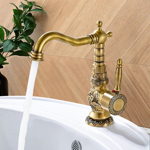 Antique brass bathroom sink - brass,