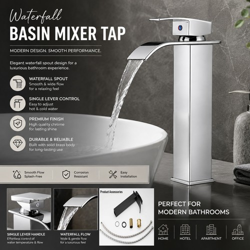 Waterfall basin mixer - mixer, tap