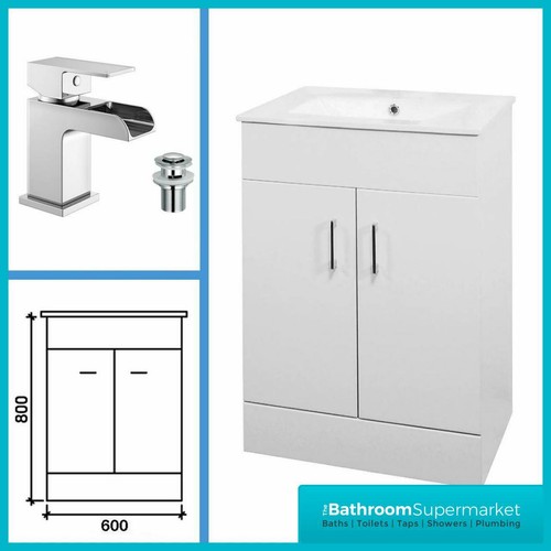 White gloss bathroom vanity - white,