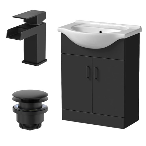 650mm matt black bathroom - 650mm,